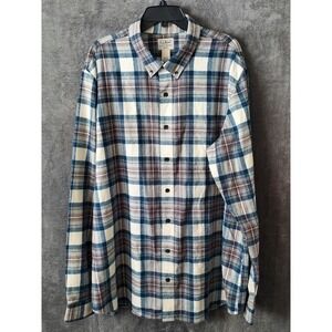 LL Bean Shirt Men's Size 2XL Tall Scotch‎ Plaid Hike Flannel Heavy Button Up
